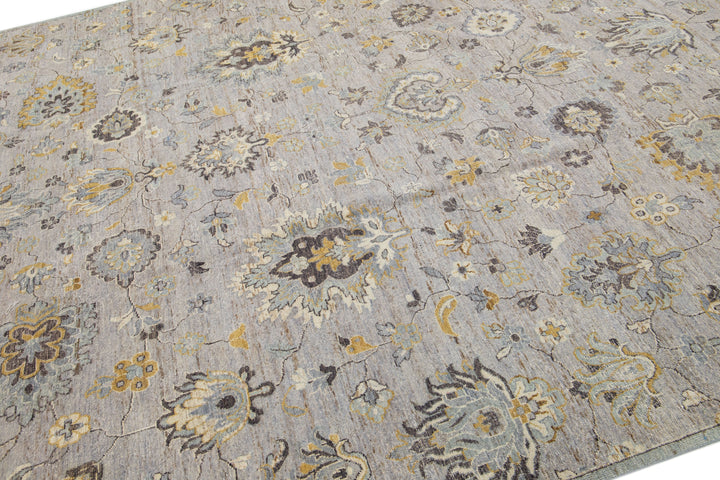 Modern Indian Artisan Wool Rug 9 X 12