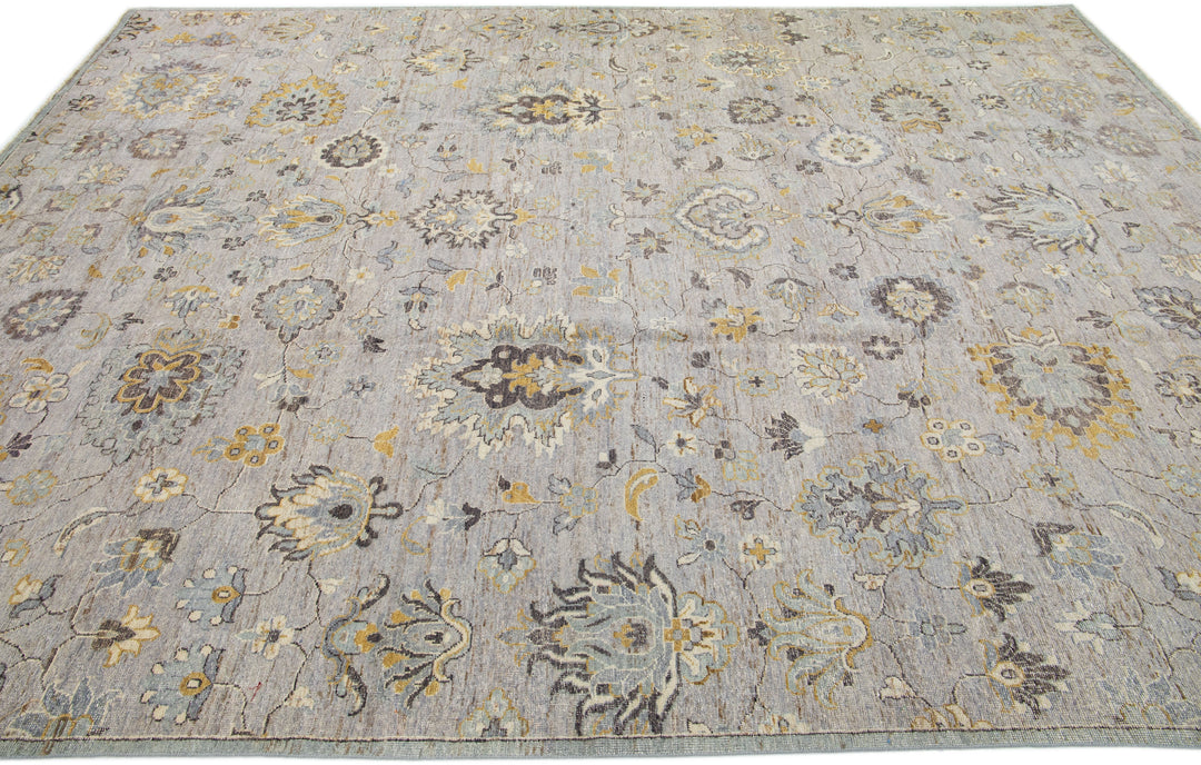 Modern Indian Artisan Wool Rug 9 X 12