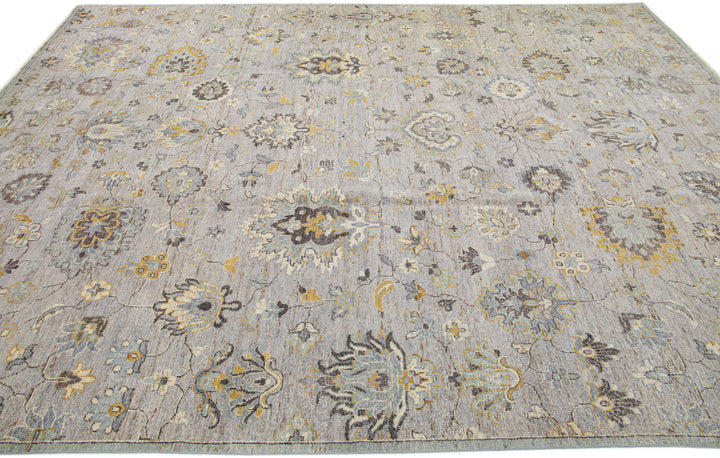 Modern Indian Artisan Wool Rug 9 X 12