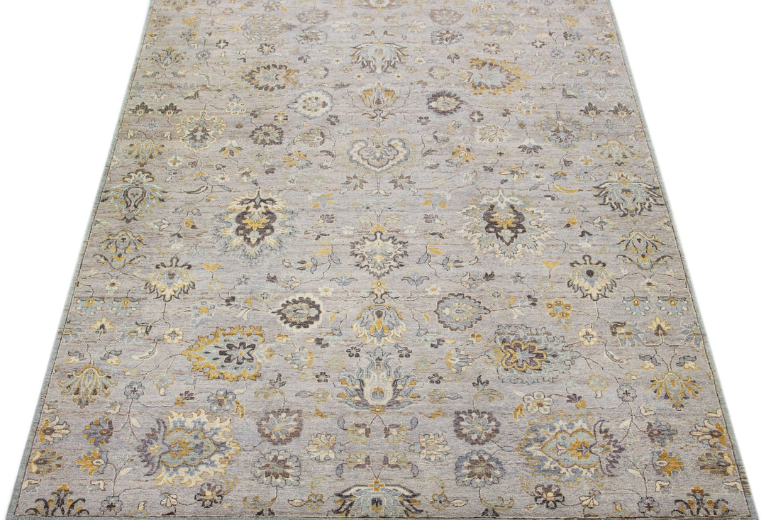 Modern Indian Artisan Wool Rug 9 X 12