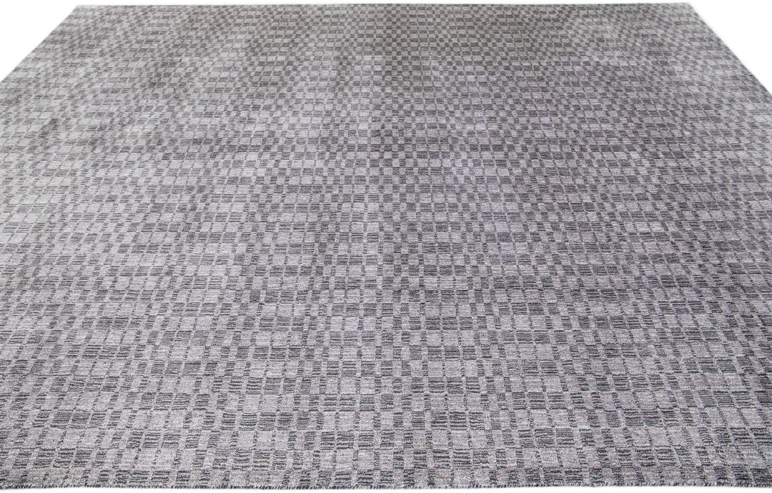 Modern Wool and Silk Rug 9 X 12