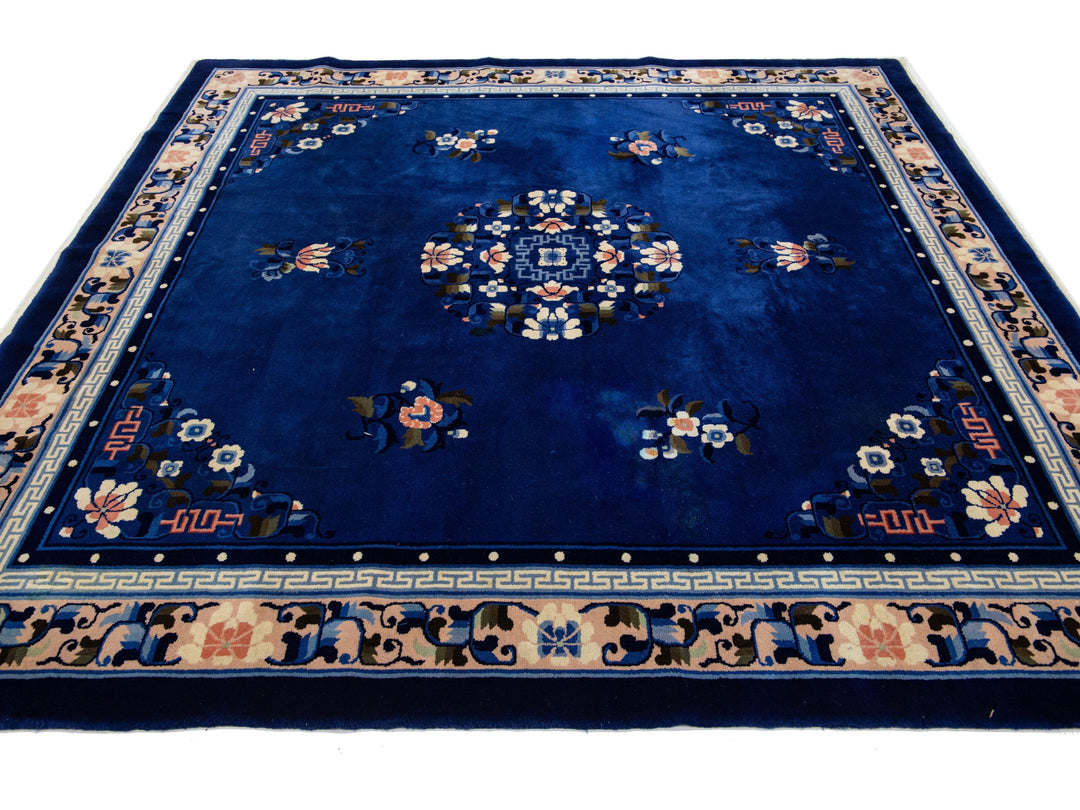 Antique Art Deco Chinese Wool Rug 7 X 7