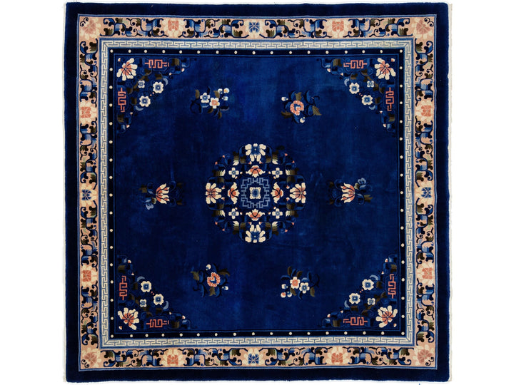 Antique Art Deco Chinese Wool Rug 7 X 7