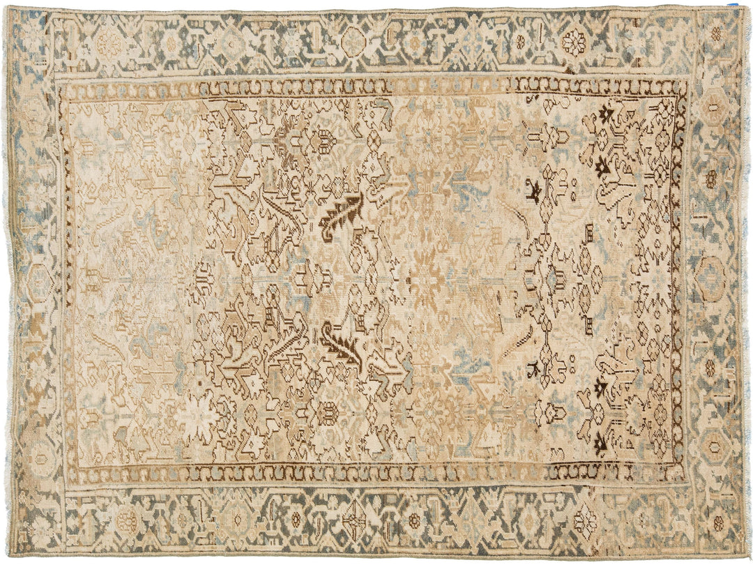 Antique Heriz Wool Rug 7 X 9