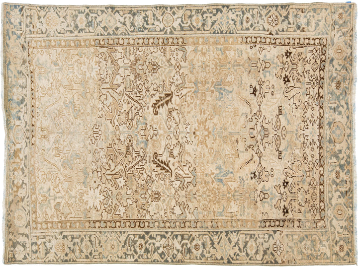 Antique Heriz Wool Rug 7 X 9