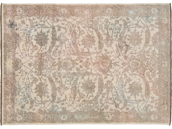Modern Turkish Oushak Wool Rug 6 X 8