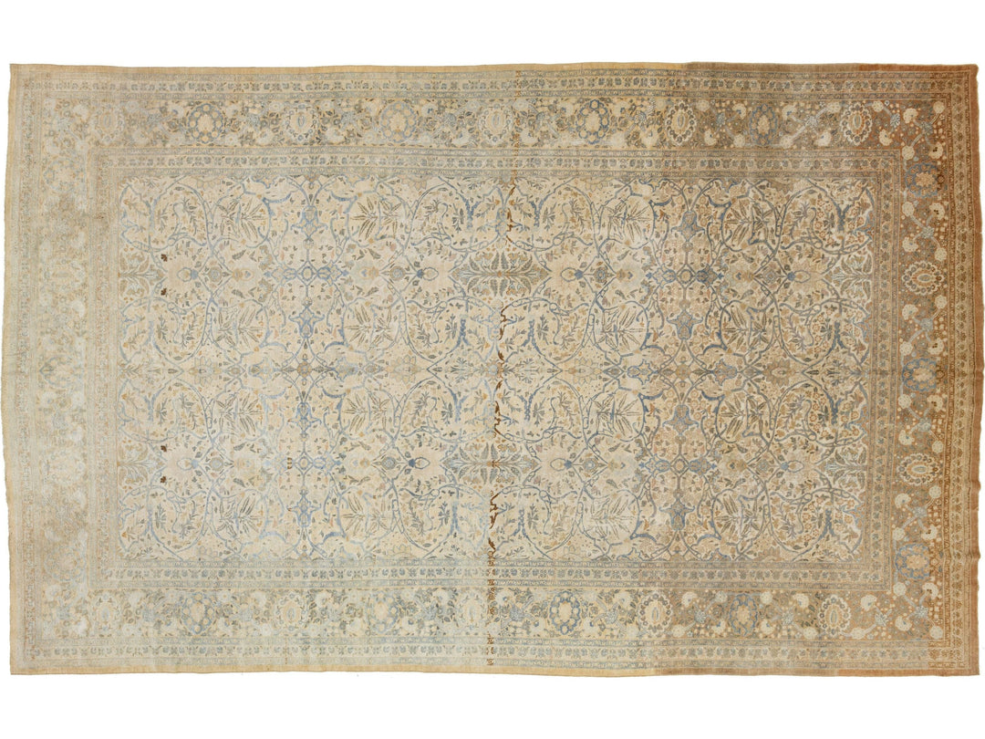 Antique Persian Tabriz Wool Rug 11 X 18