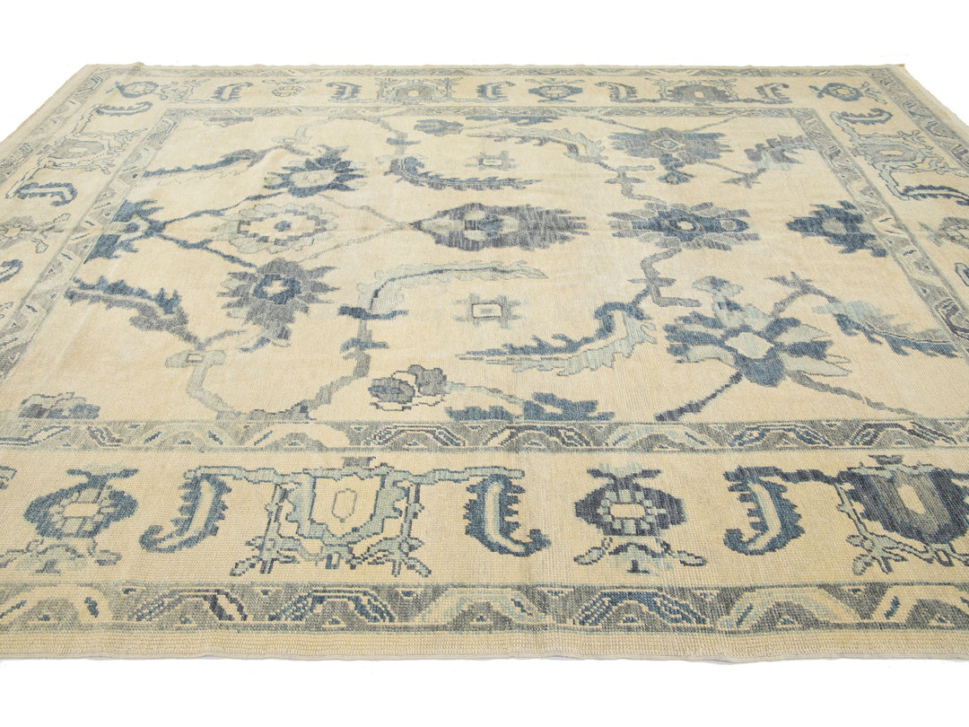 Modern Oushak Wool Rug 9 X 13