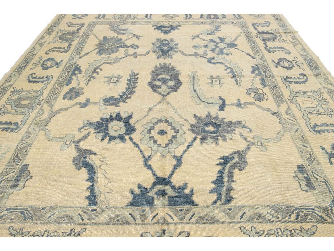 Modern Oushak Wool Rug 9 X 13