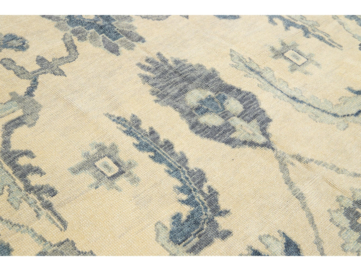 Modern Oushak Wool Rug 9 X 13