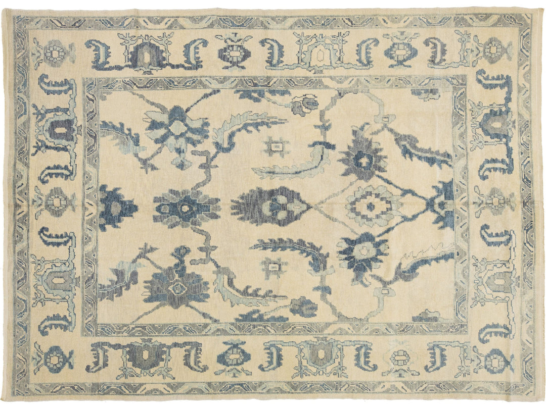 Modern Oushak Wool Rug 9 X 13