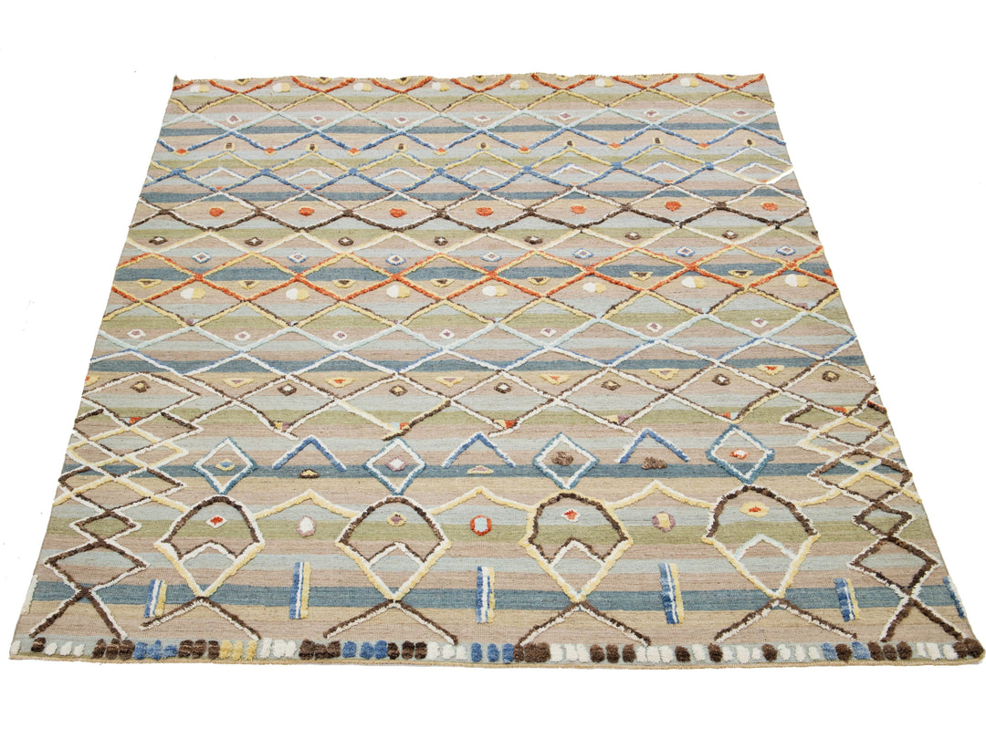 Modern Moroccan Wool Rug 9 X 12
