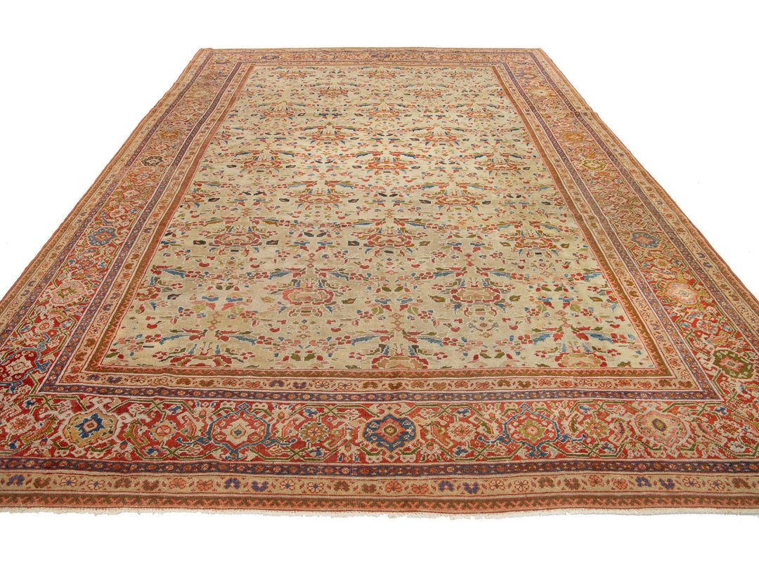 Antique Persian Sultanabad Wool Rug 9 X 13