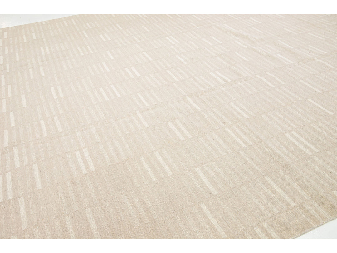 Modern Kilim Flatweave Wool Rug 12 X 15