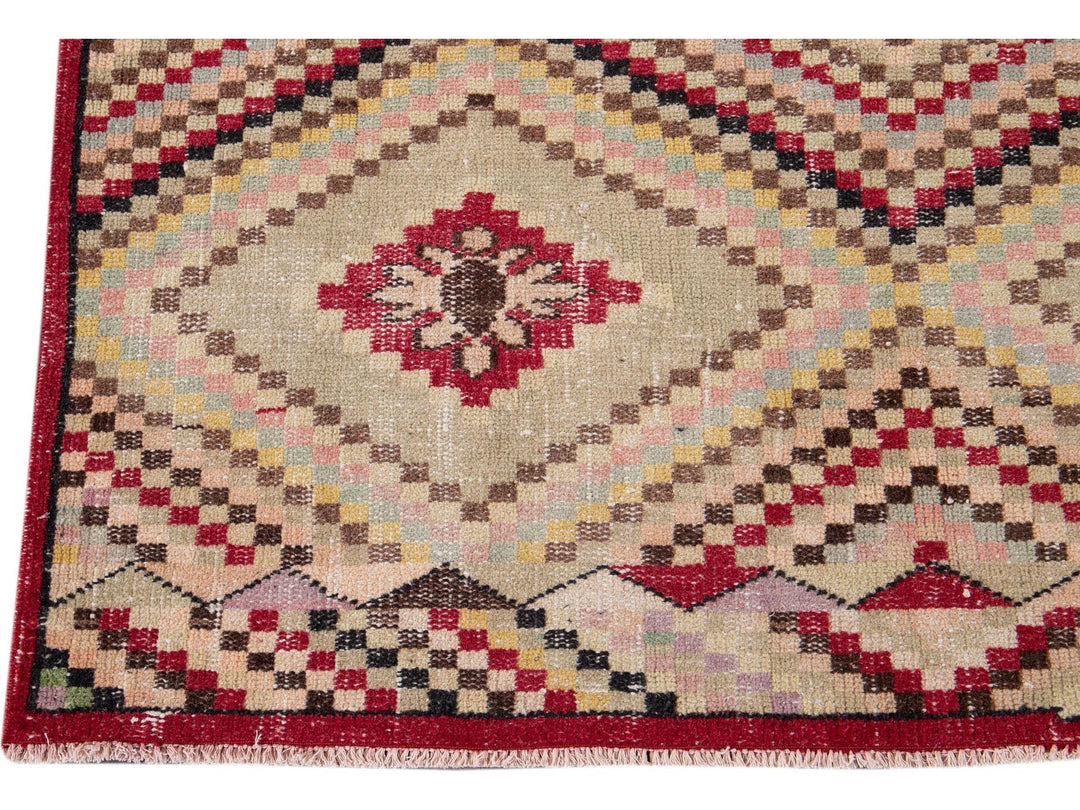 Vintage Turkish Scatter Wool Rug 4 X 7