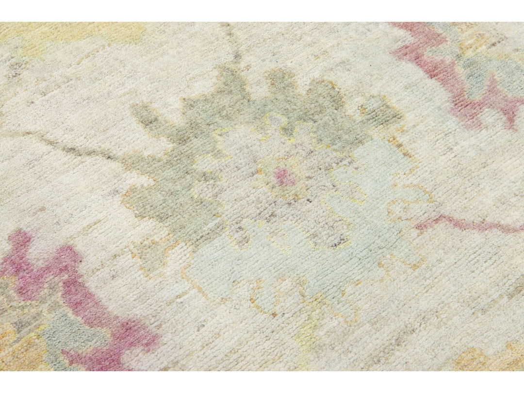 Modern Turkish Oushak Wool Runner 3 X 9