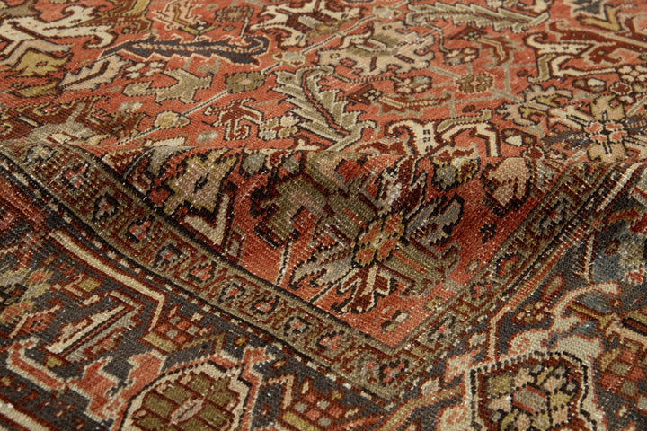 Antique Heriz Wool Rug 7 X 9