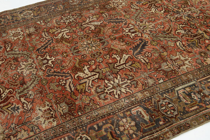 Antique Heriz Wool Rug 7 X 9