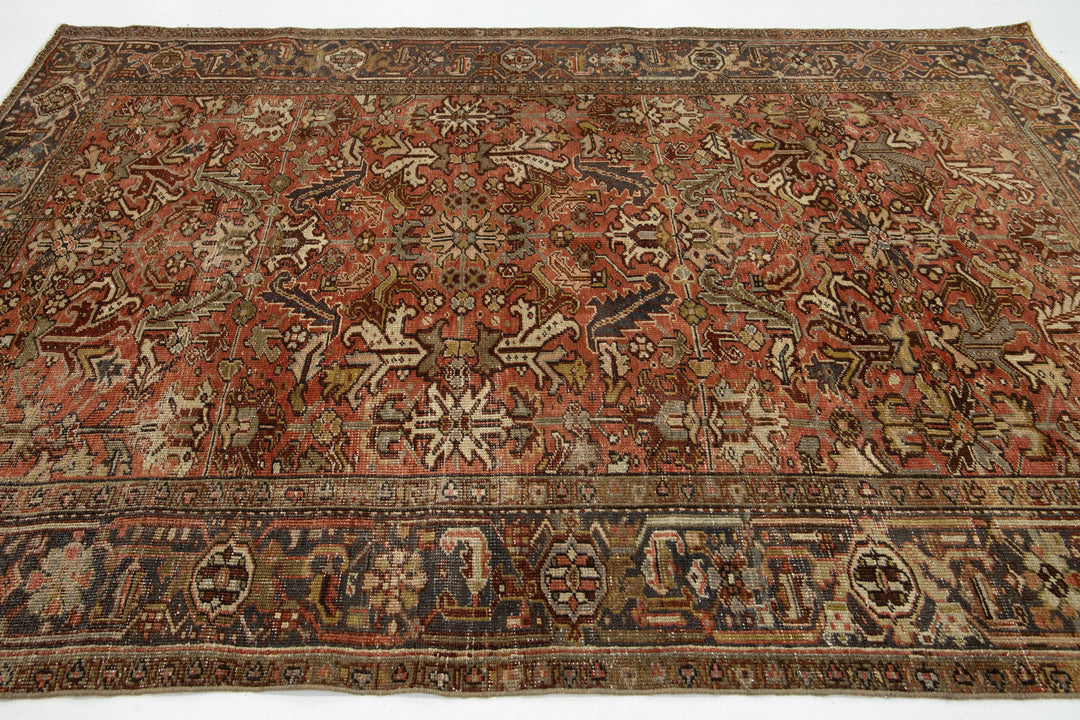 Antique Heriz Wool Rug 7 X 9