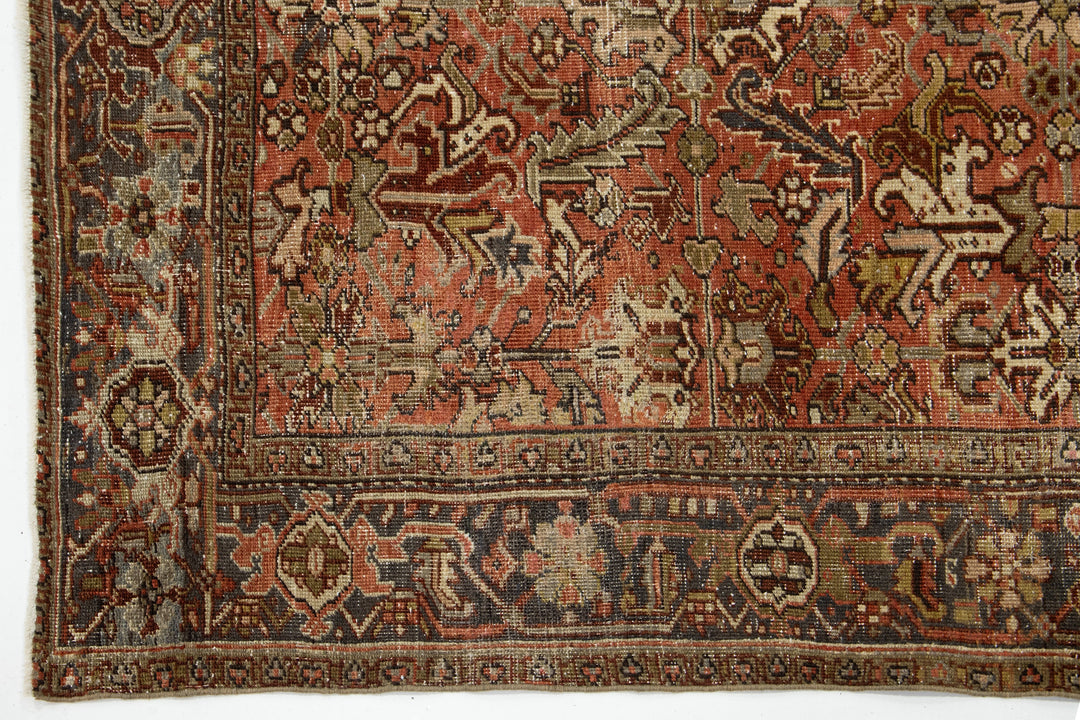 Antique Heriz Wool Rug 7 X 9