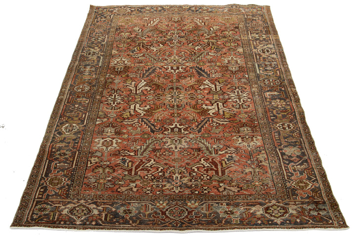 Antique Heriz Wool Rug 7 X 9
