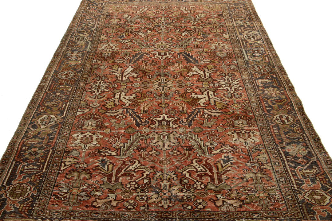 Antique Heriz Wool Rug 7 X 9