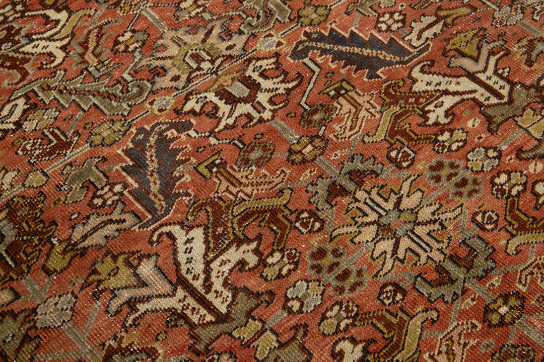 Antique Heriz Wool Rug 7 X 9