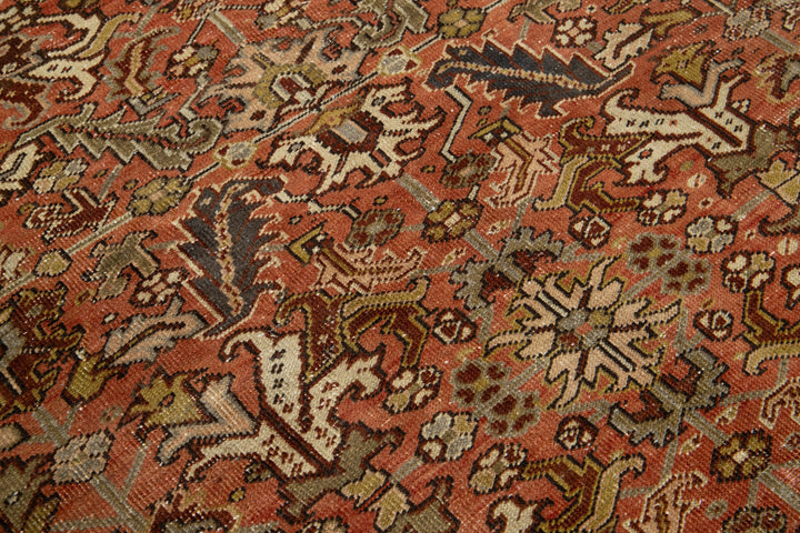 Antique Heriz Wool Rug 7 X 9