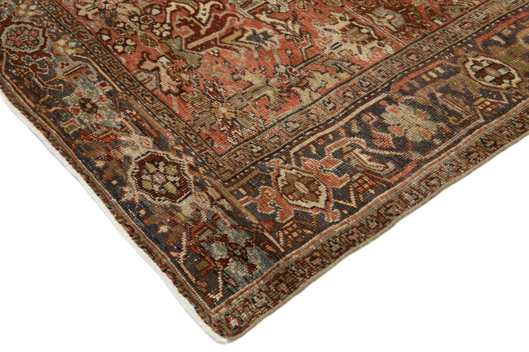 Antique Heriz Wool Rug 7 X 9