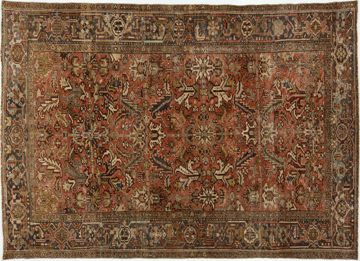 Antique Heriz Wool Rug 7 X 9