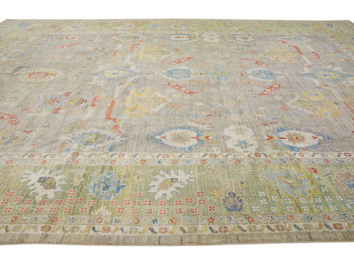 Modern Sultanabad Wool Rug 13 X 19