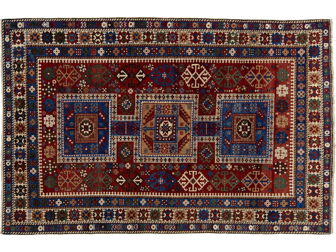 Antique Kazak Wool Rug 5 X 7
