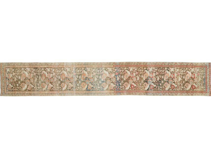 Antique Heriz Wool Runner 3 X 17