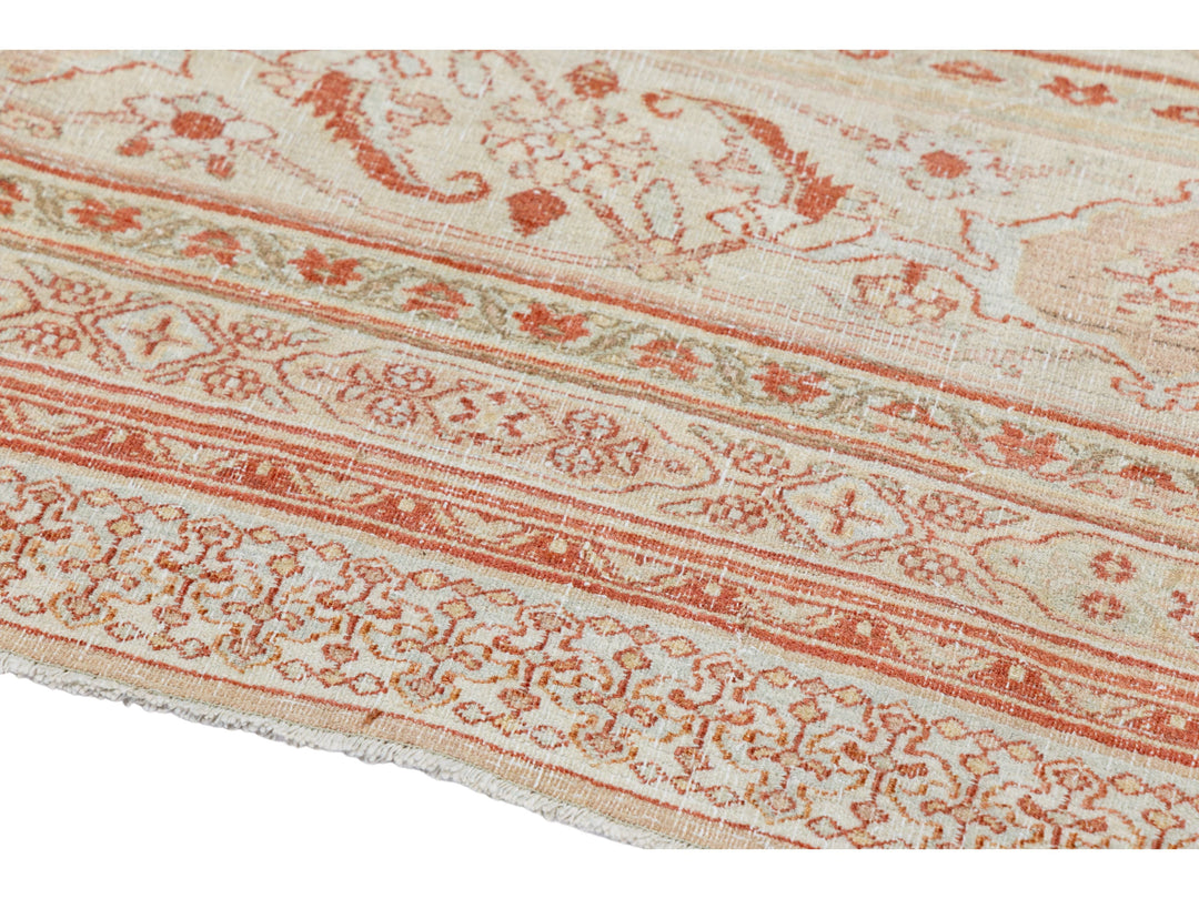 Antique Tabriz Wool Rug 12 X 13