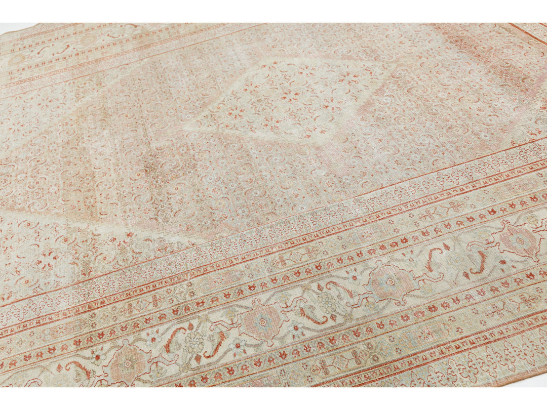 Antique Tabriz Wool Rug 12 X 13
