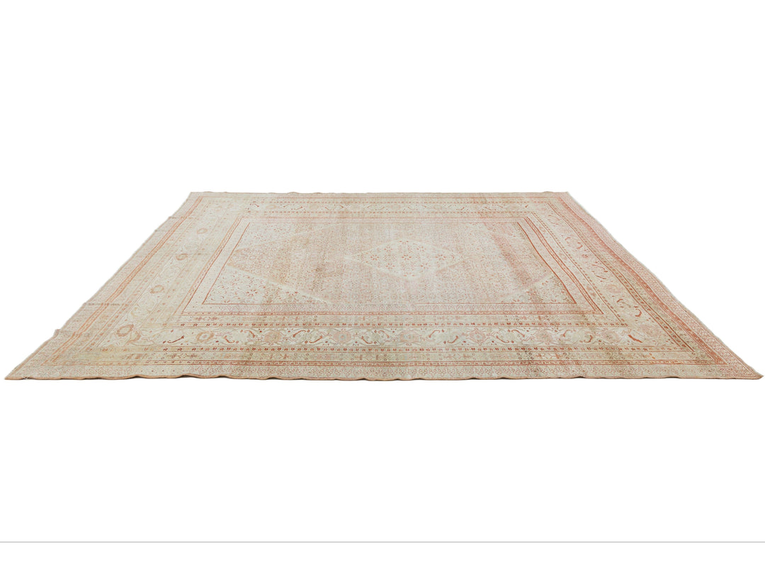 Antique Tabriz Wool Rug 12 X 13