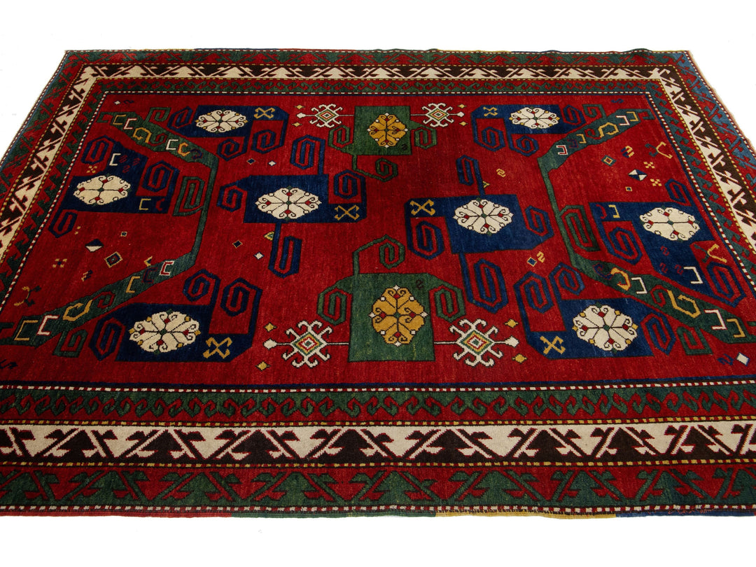 Antique Kazak Wool Rug 6 X 8