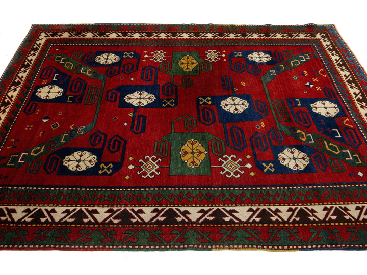 Antique Kazak Wool Rug 6 X 8