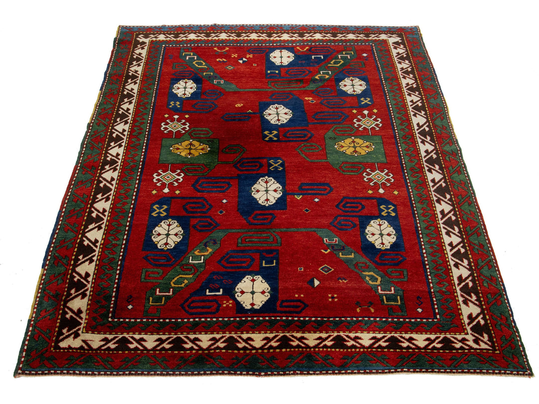 Antique Kazak Wool Rug 6 X 8