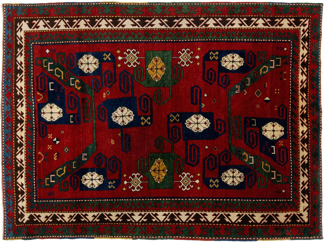 Antique Kazak Wool Rug 6 X 8