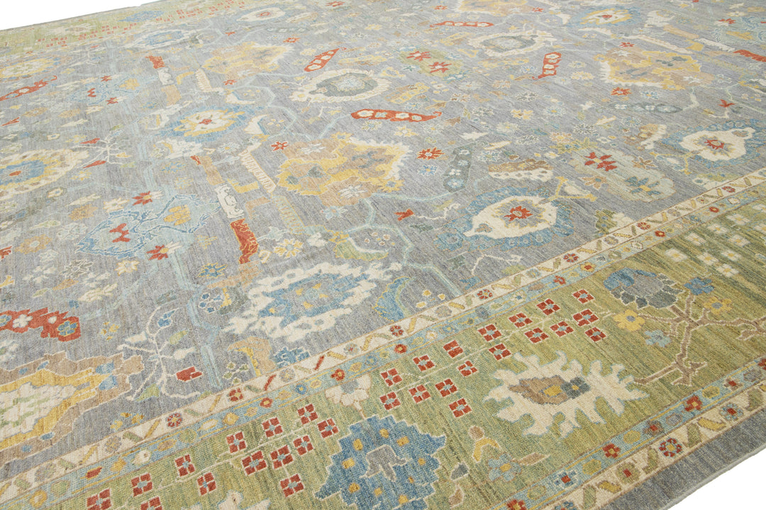 Modern Sultanabad Wool Rug 16 X 22