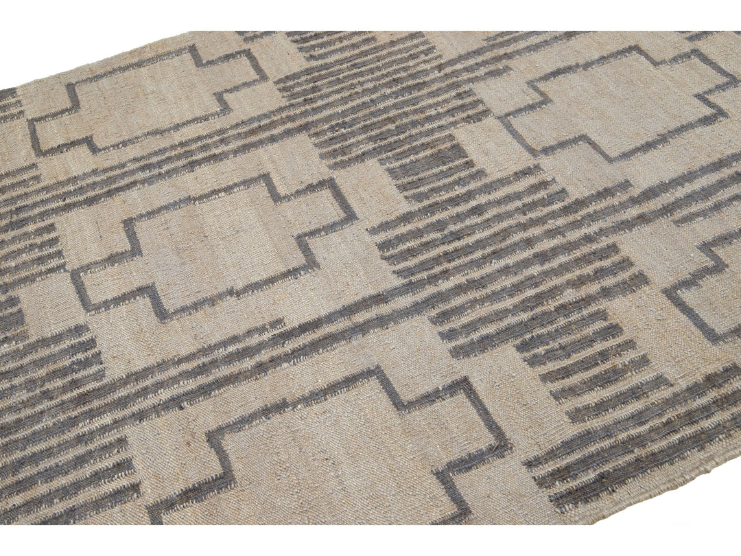Modern Dhurrie Natural Jute Rug 5 X 8