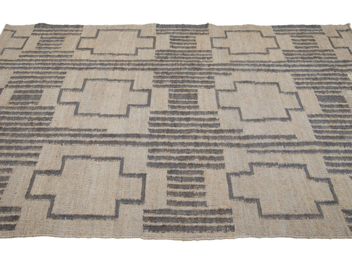 Modern Dhurrie Natural Jute Rug 5 X 8