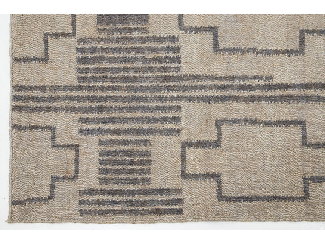 Modern Dhurrie Natural Jute Rug 5 X 8