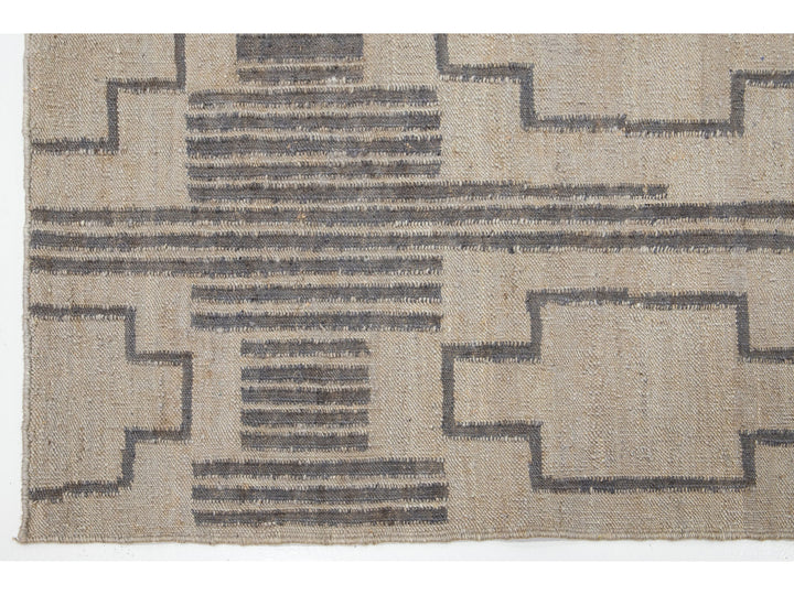 Modern Dhurrie Natural Jute Rug 5 X 8