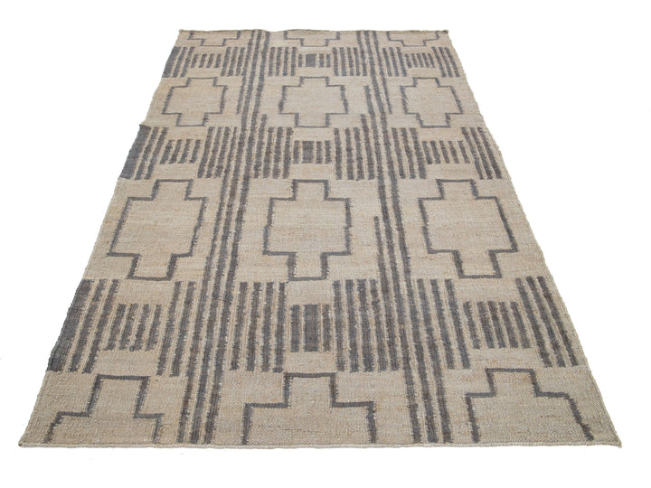 Modern Dhurrie Natural Jute Rug 5 X 8