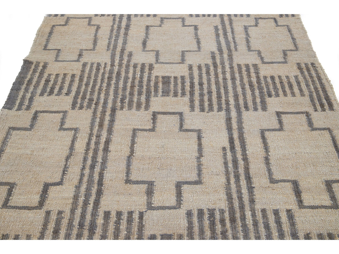 Modern Dhurrie Natural Jute Rug 5 X 8