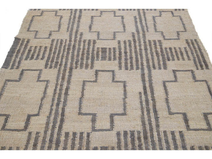 Modern Dhurrie Natural Jute Rug 5 X 8