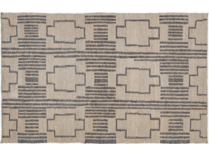 Modern Dhurrie Natural Jute Rug 5 X 8