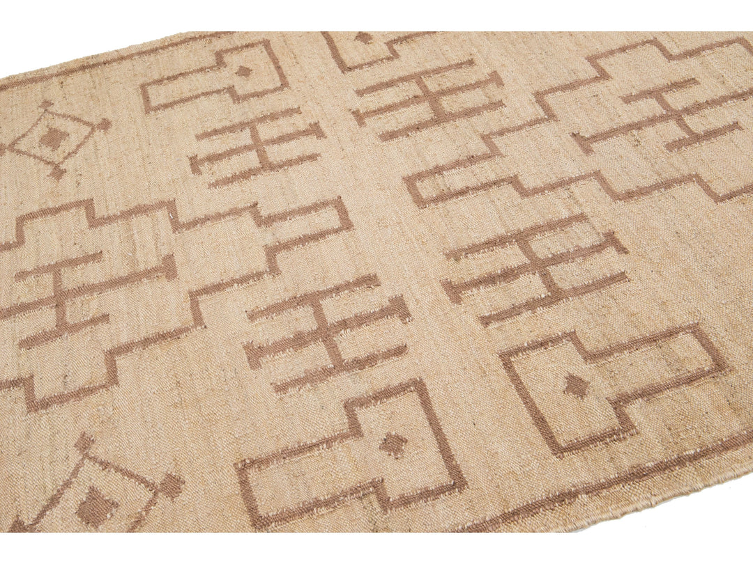 Modern Dhurrie Natural Jute Rug 5 X 8